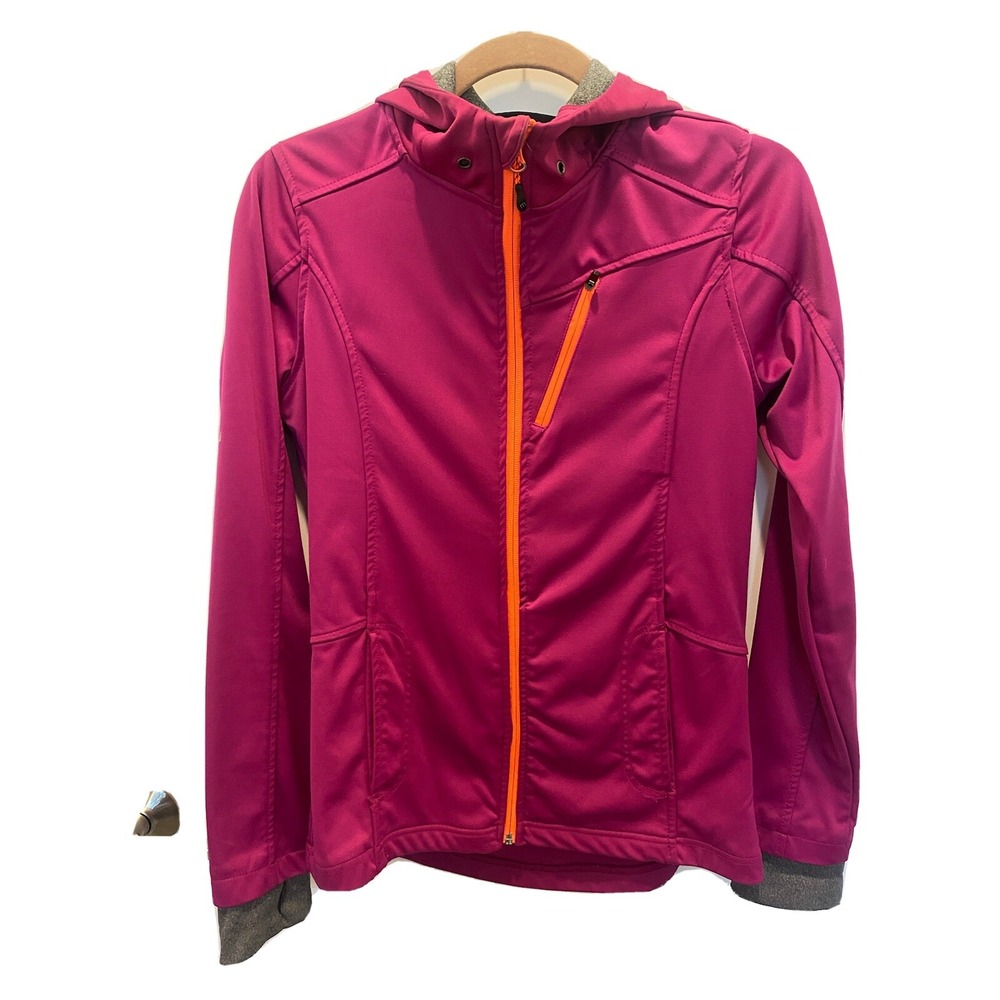Mondetta Jacket Medium Magenta/Coral & Gray Full Zip Hood Thumb Hole Purple Pink